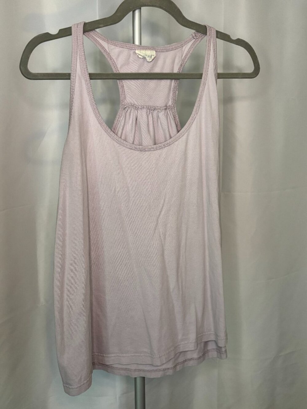 Synergy Organic Cotton Lavender Racerback Tank Top Large Crochet Lace Back